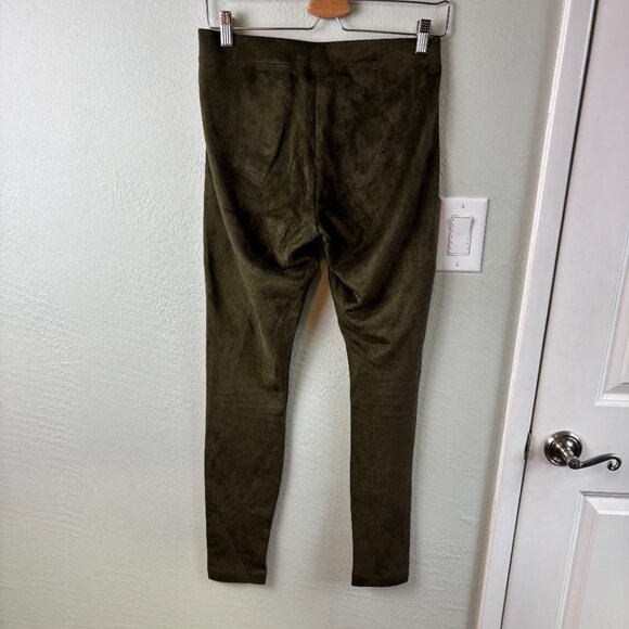 Hale Bob Leggings Olive Green Faux Suede M Winter Cozy Luxe - Picture 4 of 6